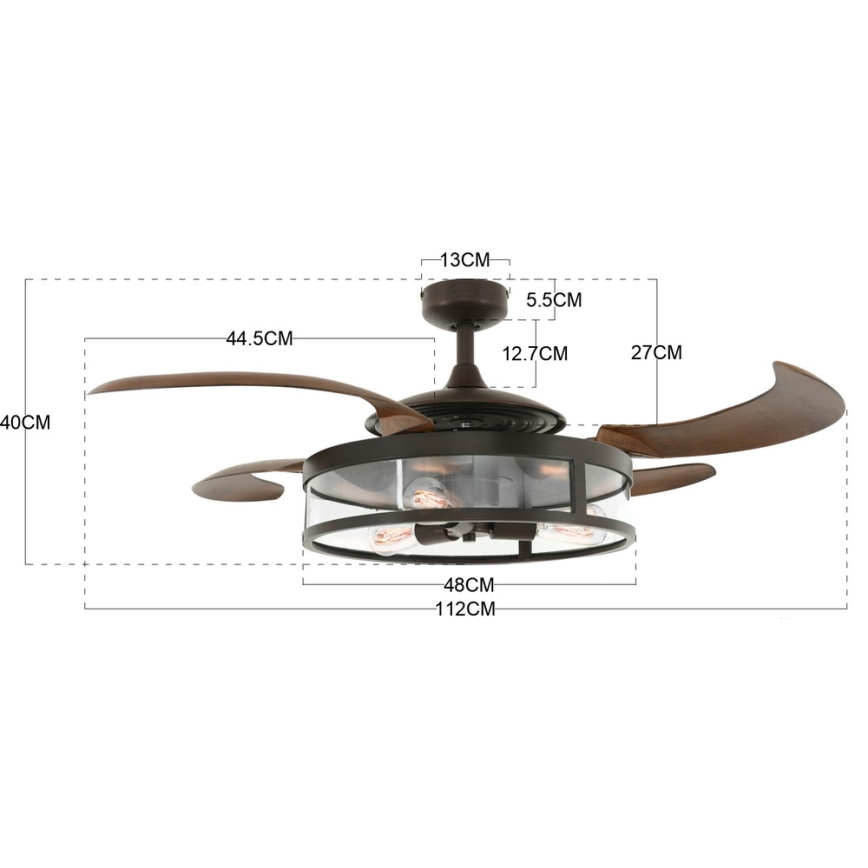 FANAWAY 212925 - LED Вентилатор за таван CLASSIC 3xE27/4W/230V кафяв + дистанционно управление
