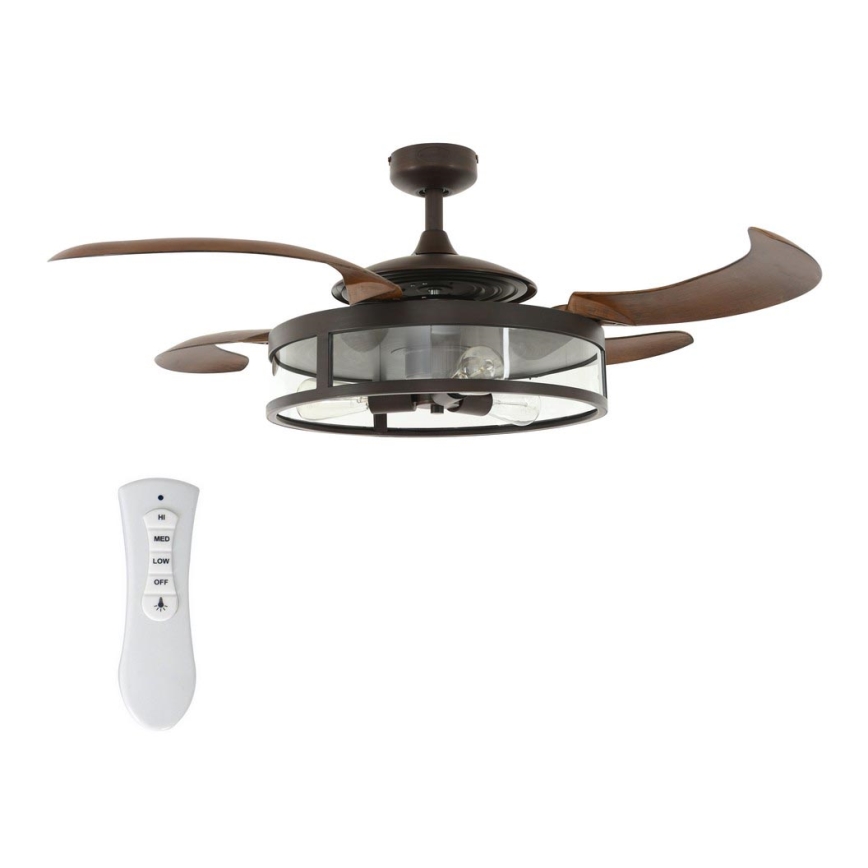 FANAWAY 212925 - LED Вентилатор за таван CLASSIC 3xE27/4W/230V кафяв + дистанционно управление