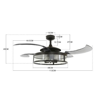 FANAWAY 212927 - LED Вентилатор за таван CLASSIC 3xE27/4W/230V черен + дистанционно управление