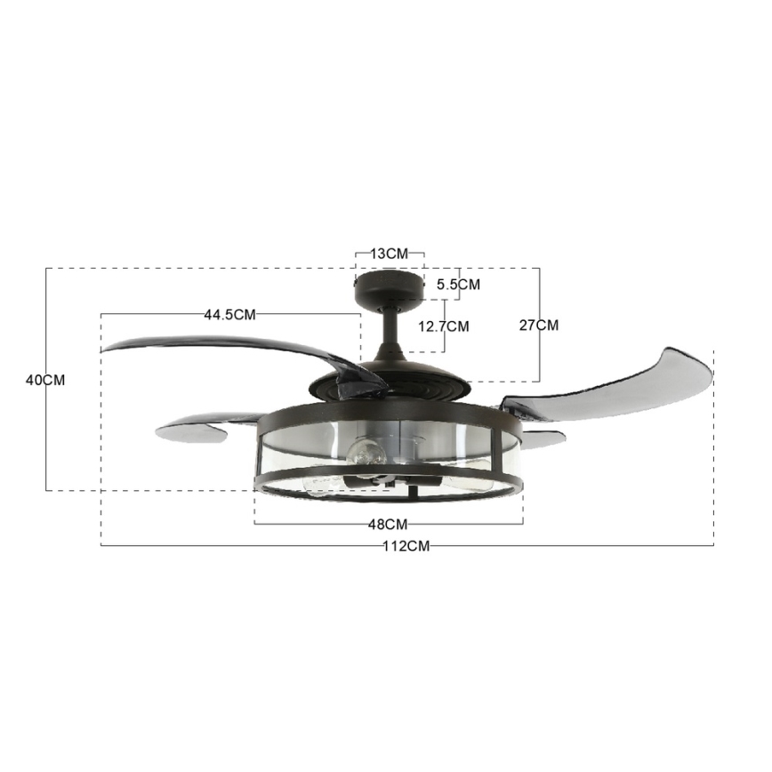 FANAWAY 212927 - LED Вентилатор за таван CLASSIC 3xE27/4W/230V черен + дистанционно управление