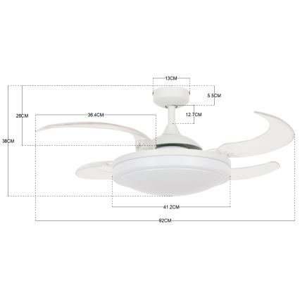 FANAWAY 212980 - Вентилатор за таван EVORA 2xE27/15W/230V бял + дистанционно управление