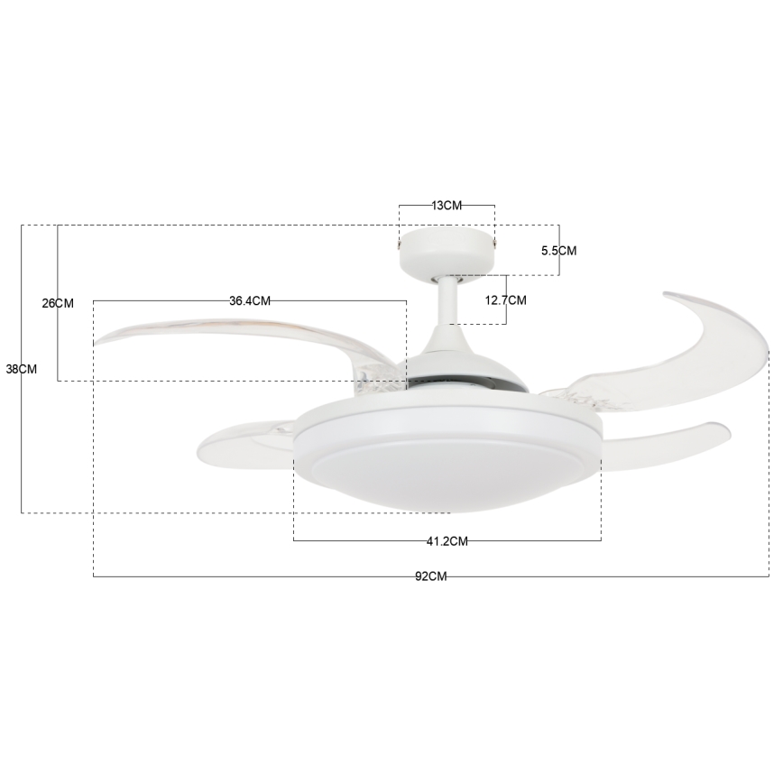 FANAWAY 212980 - Вентилатор за таван EVORA 2xE27/15W/230V бял + дистанционно управление