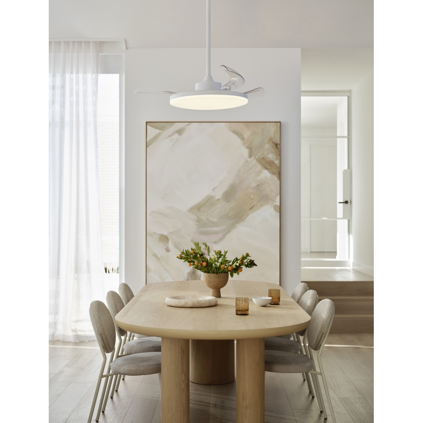 FANAWAY 21612949 - LED Димируем таванен вентилатор STROLL LED/30W/230V 2700/3500/5000K Ø 106 см бял/прозрачен + дистанционно управление