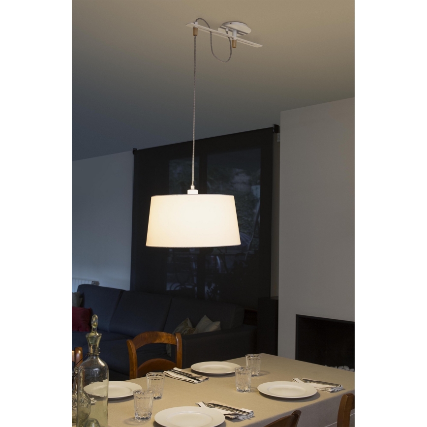 FARO 28394 - Висящ на въже полилей FUSTA 1xE27/20W/230V бяла