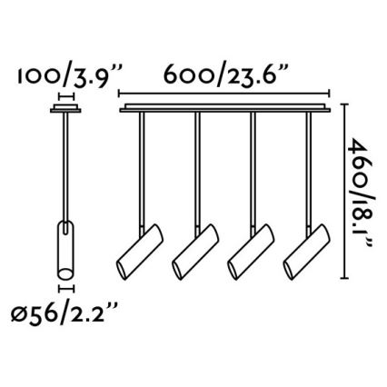 FARO 29880 - Висящ полилей LINK 4xGU10/8W/230V черен