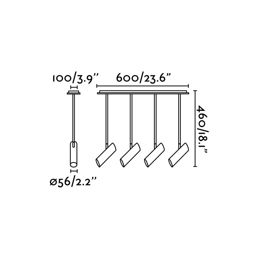 FARO 29880 - Висящ полилей LINK 4xGU10/8W/230V черен