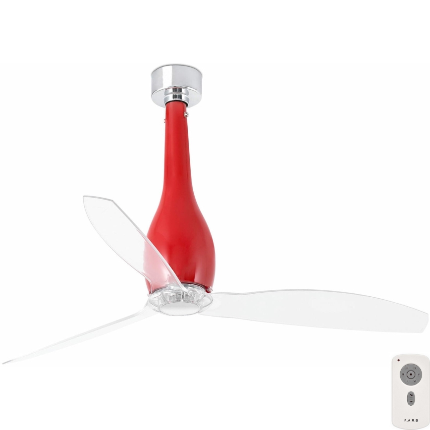 FARO 32002 - Вентилатор за таван ETERFAN червен/прозрачен + дистанционно управление