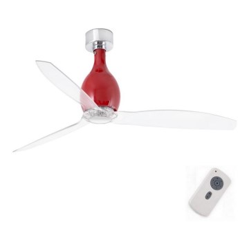 FARO 32029 - Вентилатор за таван MINI ETERFAN червен/прозрачен + дистанционно управление