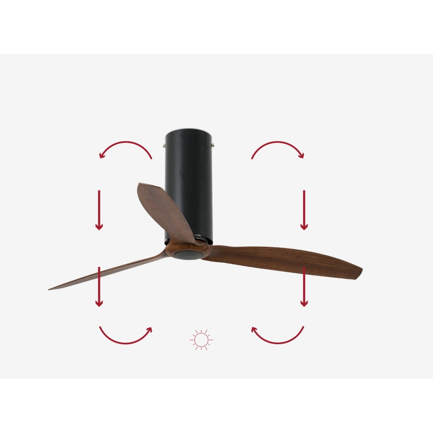 FARO 32037WP - Таванен вентилатор TUBE FAN черен/кафяв д. 128 см SMART + дистанционно управление