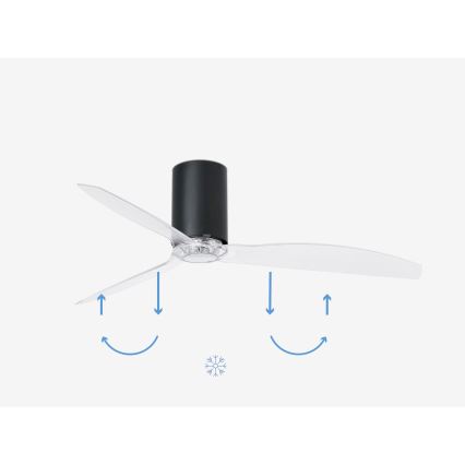 FARO 32041WP - Вентилатор за таван MINI TUBE FAN M черен/прозрачен Ø 128 см SMART + дистанционно управление