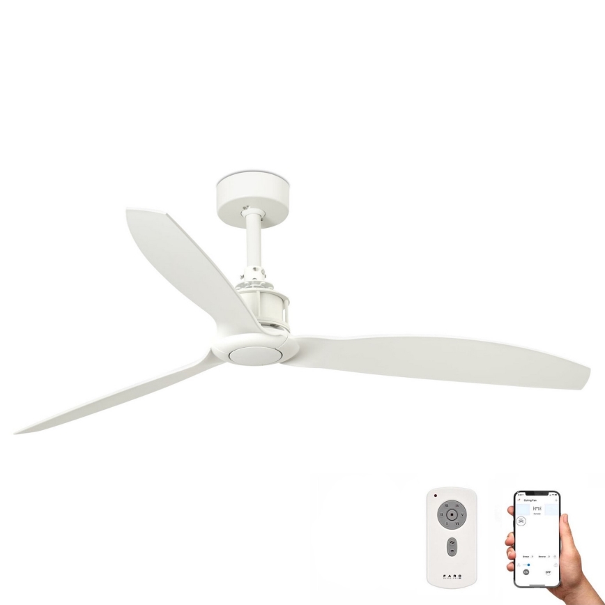 FARO 32101WP - Вентилатор за таван JUST FAN M бял Ø 128 см SMART + дистанционно управление