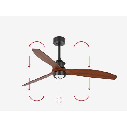 FARO 33395-10 - LED таванен вентилатор JUST FAN LED/16W/230V черен/кафяв д. 128 см + дистанционно управление