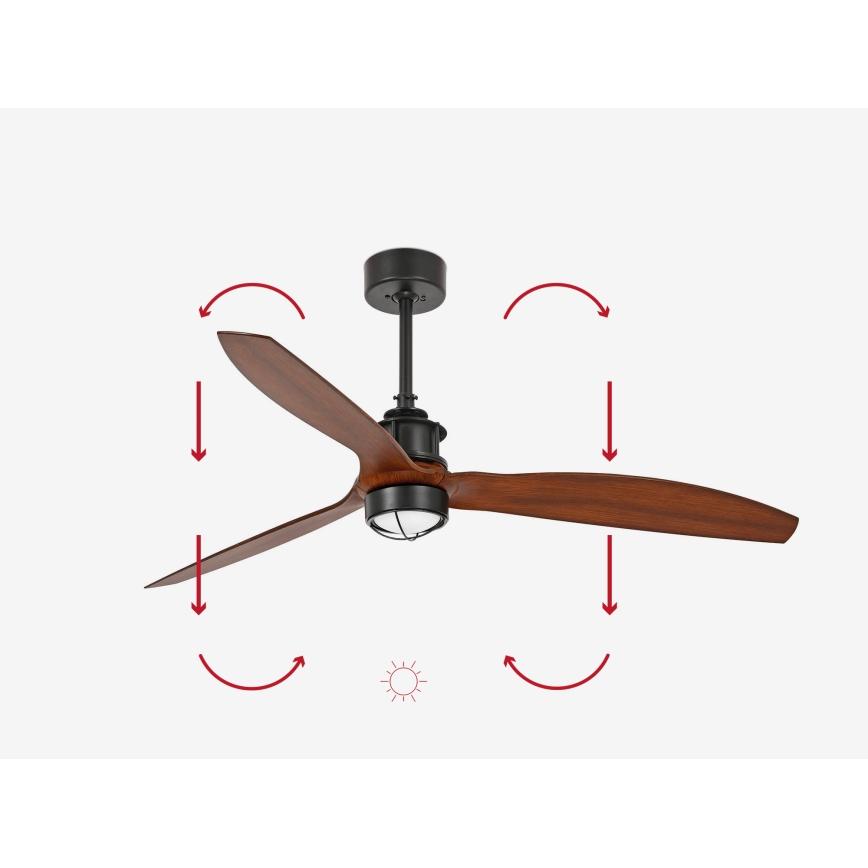FARO 33395-10 - LED таванен вентилатор JUST FAN LED/16W/230V черен/кафяв д. 128 см + дистанционно управление