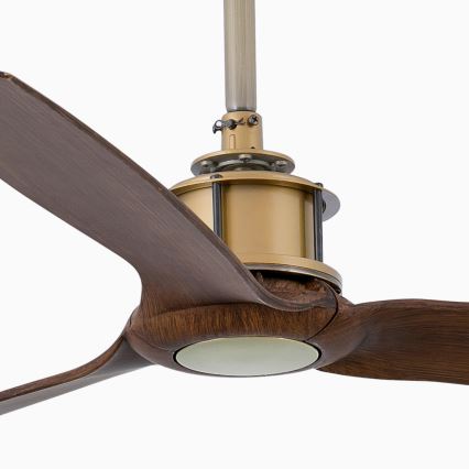 FARO 33398WT - Таванен вентилатор JUST FAN M Ø 128 см кафяв/месинг Wi-Fi Tuya + дистанционно управление