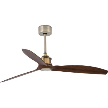 FARO 33398WT - Таванен вентилатор JUST FAN M Ø 128 см кафяв/месинг Wi-Fi Tuya + дистанционно управление
