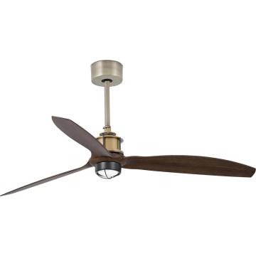 FARO 33398WT1N - LED таванен вентилатор с възможност за димиране JUST FAN M LED/16W/230V Ø 128 cm кафяв/месинг Wi-Fi Tuya + дистанционно управление