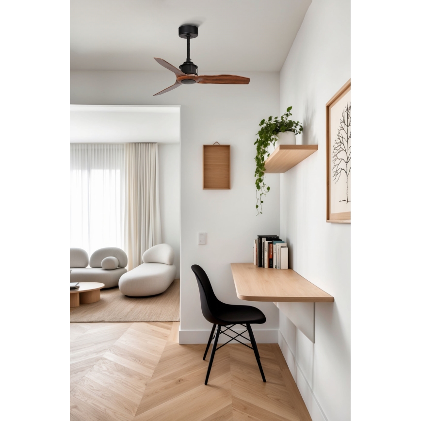 FARO 33425WT - Таванен вентилатор JUST FAN S с диаметър 81 см, кафяв/черен, Wi-Fi Tuya + дистанционно управление