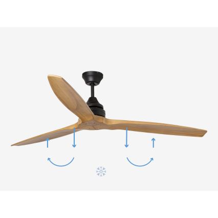 FARO 33718DC - Вентилатор за таван ALO L дърво/черен Ø 152 см + дистанционно управление