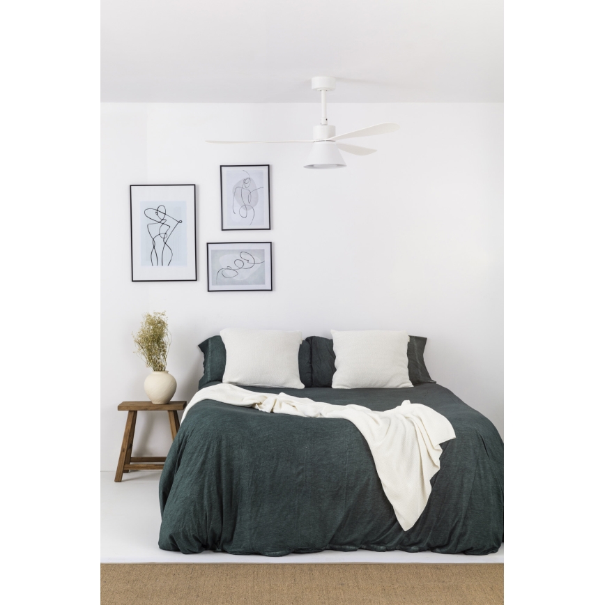 FARO 33760WT-22 - Димерен таванен вентилатор AMELIA L CONE LED/20W/230V 2700/3500/5000K бял Ø132 см Wi-Fi Tuya + дистанционно управление