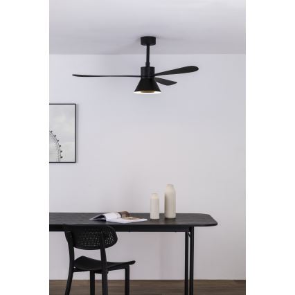 FARO 33761WT-23 - LED Димируем таванен вентилатор AMELIA L CONE LED/20W/230V 2700/3500/5000K черен Ø 132 см Wi-Fi Tuya + дистанционно управление