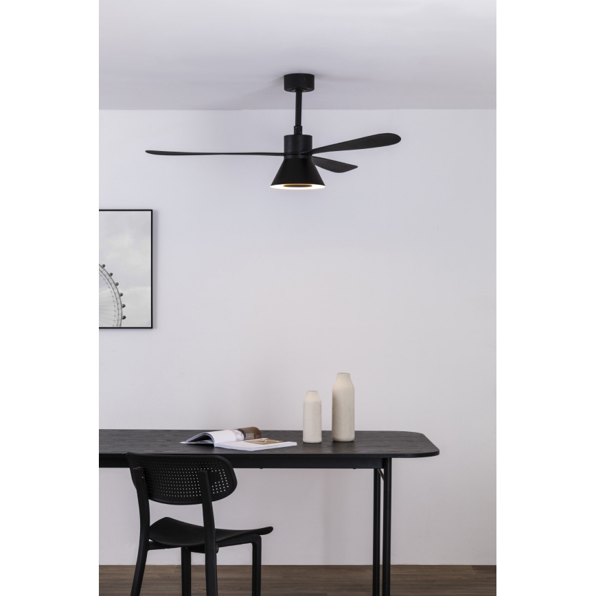FARO 33761WT-23 - LED Димируем таванен вентилатор AMELIA L CONE LED/20W/230V 2700/3500/5000K черен Ø 132 см Wi-Fi Tuya + дистанционно управление