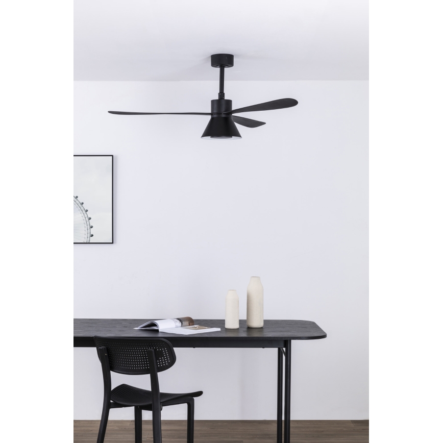 FARO 33761WT-23 - LED Димируем таванен вентилатор AMELIA L CONE LED/20W/230V 2700/3500/5000K черен Ø 132 см Wi-Fi Tuya + дистанционно управление
