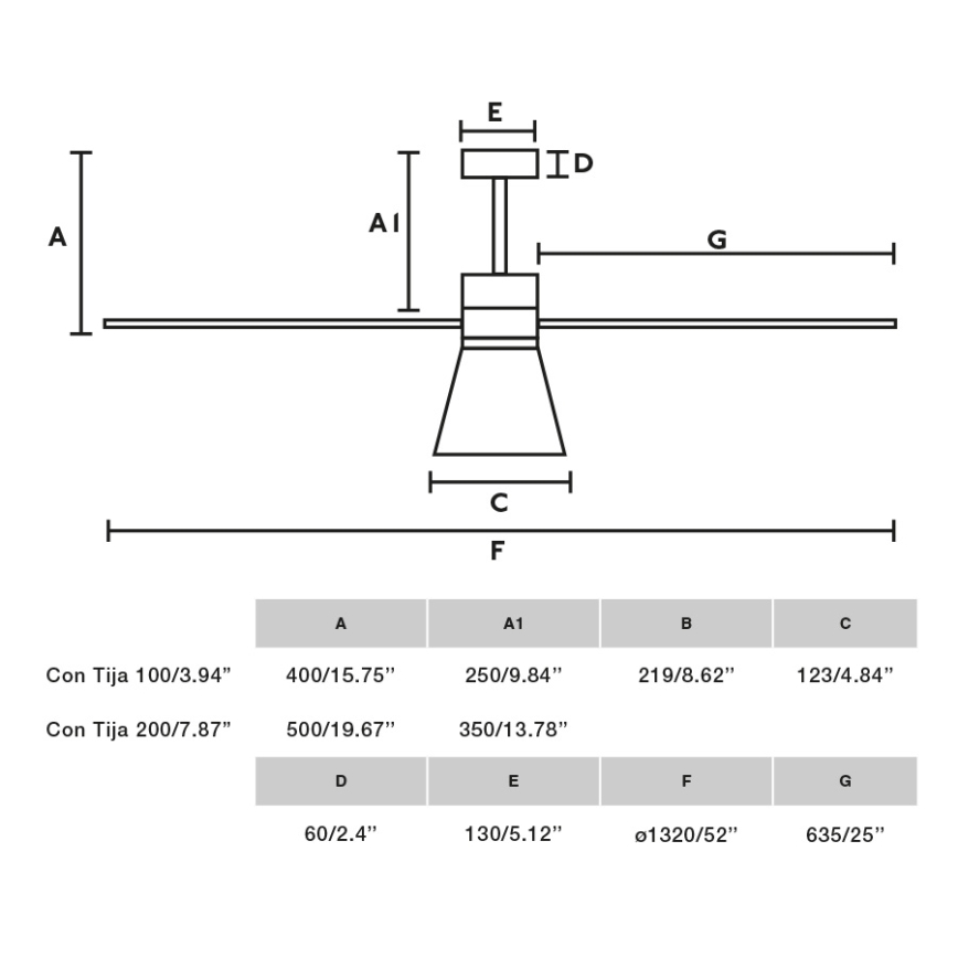 FARO 33761WT-23 - LED димируем таванен вентилатор AMELIA L CONE LED/20W/230V 2700/3500/5000K черен диаметър 132 см Wi-Fi Tuya + дистанционно управление