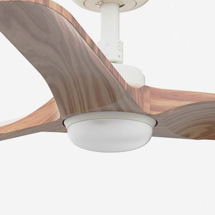 FARO 33805WT-1TW - Димиращ LED таванен вентилатор HEYWOOD S LED/10W/230V 2700/3000/4000K дърво/бяло Ø 90 см Wi‑Fi Tuya + дистанционно управление