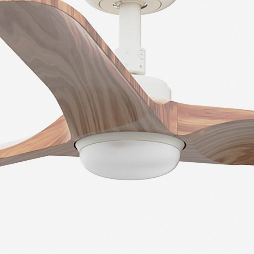 FARO 33805WT-1TW - Димиращ LED таванен вентилатор HEYWOOD S LED/10W/230V 2700/3000/4000K дърво/бяло Ø 90 см Wi‑Fi Tuya + дистанционно управление