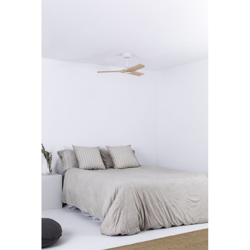 FARO 33805WT - Вентилатор за таван HEYWOOD S дърво/бял Ø 90 см Wi-Fi Tuya + дистанционно управление