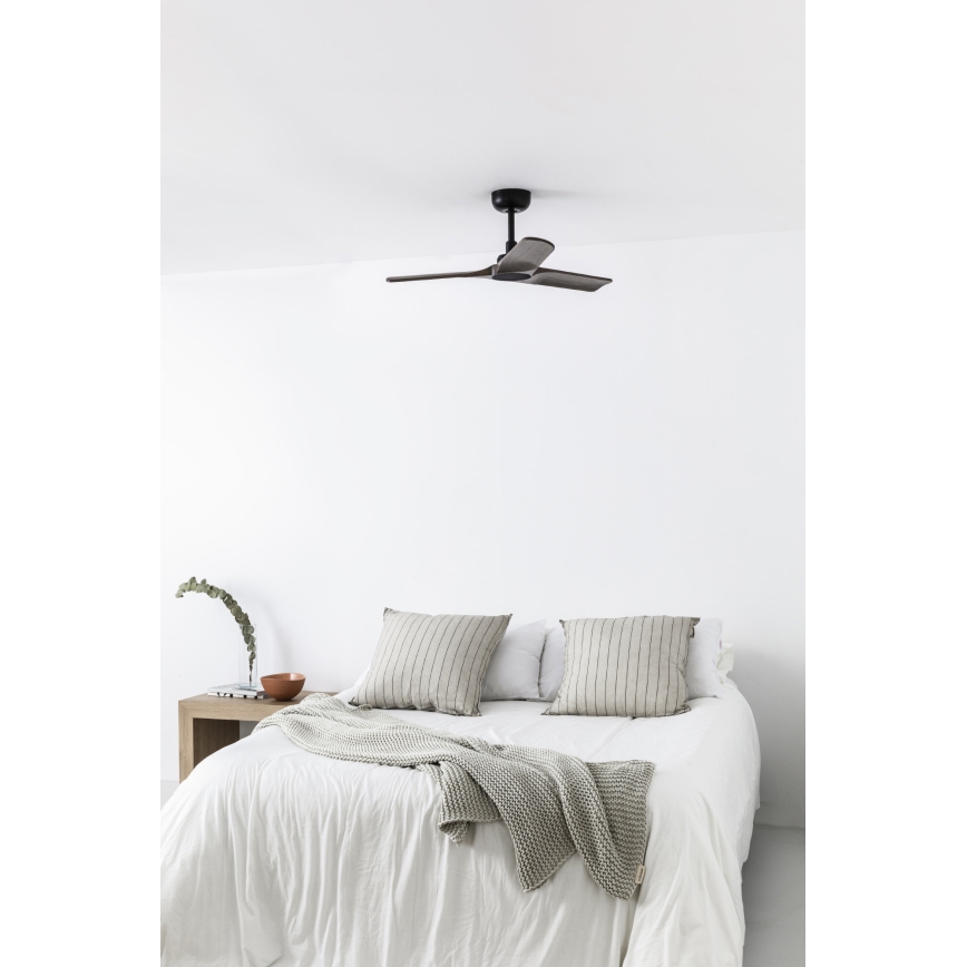 FARO 33806WT - Вентилатор за таван HEYWOOD S дърво/черен Ø 90 см Wi-Fi Tuya + дистанционно управление