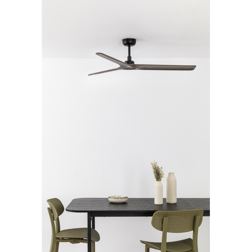 FARO 33809WT - Вентилатор за таван HEYWOOD L дърво/черен Ø 132 см Wi-Fi Tuya + дистанционно управление