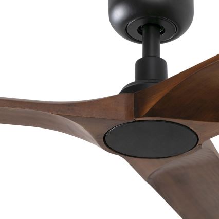FARO 33809WT - Вентилатор за таван HEYWOOD L дърво/черен Ø 132 см Wi-Fi Tuya + дистанционно управление