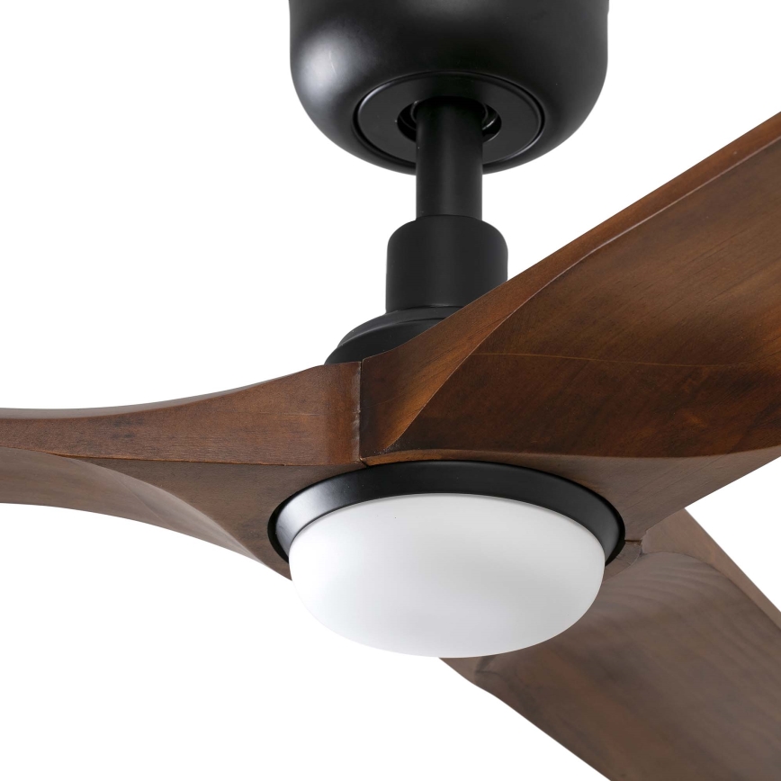 FARO 33809WT1S - LED димируем таванен вентилатор HEYWOOD L LED/10W/230V 2700/3000/4000K Ø 132 см дърво/черен Wi‑Fi Tuya + дистанционно управление