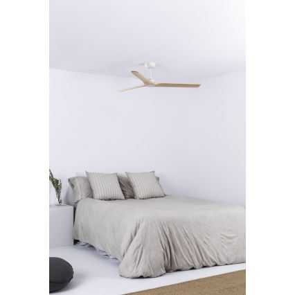 FARO 33810WT - Вентилатор за таван HEYWOOD L дърво/бял Ø 132 см Wi-Fi Tuya + дистанционно управление