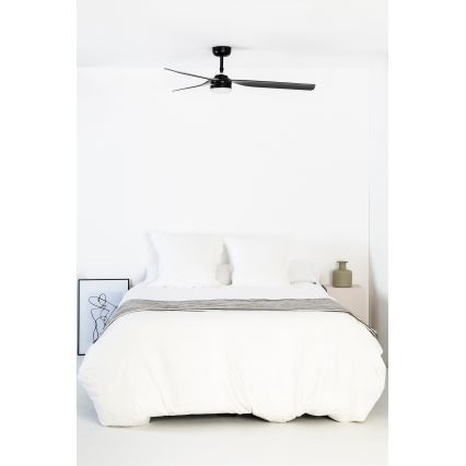 FARO 33815WT-21 - LED Димируем таванен вентилатор PUNT M LED/18W/230V 3000/4200/6500K черен Ø 132 см Wi-Fi Tuya + дистанционно управление