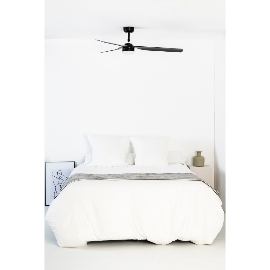 FARO 33815WT1S - LED димируем таванен вентилатор PUNT M LED/18W/230V 2700/3000/4000K диам. 132 см черен Wi-Fi Tuya + дистанционно управление