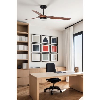 FARO 33817WT-21 - LED Димируем таванен вентилатор PUNT M LED/18W/230V кафяв/черен Ø 132 см Wi-Fi Tuya + дистанционно управление