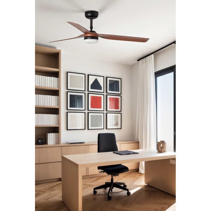 FARO 33817WT-21 - LED Димируем таванен вентилатор PUNT M LED/18W/230V кафяв/черен Ø 132 см Wi-Fi Tuya + дистанционно управление