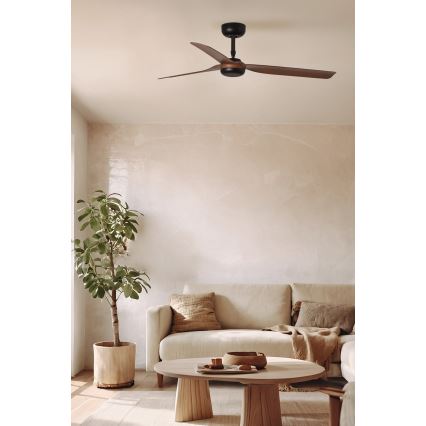 FARO 33817WT - Вентилатор за таван PUNT M кафяв/черен Ø 132 см Wi-Fi Tuya + дистанционно управление