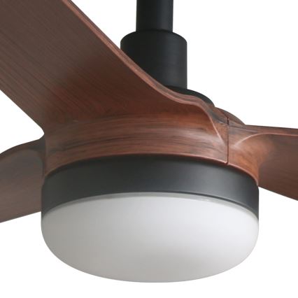 FARO 33817WT1S - LED таванен вентилатор с димиране PUNT M LED/18W/230V 2700/3000/4000K Ø 132 см кафяв/черен Wi-Fi Tuya + дистанционно управление