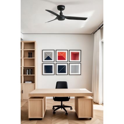 FARO 33822WT - Вентилатор за таван MINI PUNT S черен Ø 90 см Wi-Fi Tuya + дистанционно управление