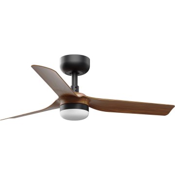 FARO 33823WT-1TW - LED Димируем таванен вентилатор MINI PUNT S LED/10W/230V 2700/4000/6000K кафяв/черен Ø 90 см Wi-Fi Tuya + дистанционно управление