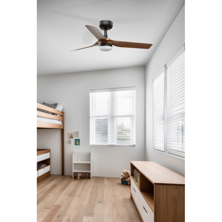 FARO 33823WT-1TW - LED Димируем таванен вентилатор MINI PUNT S LED/10W/230V 2700/4000/6000K кафяв/черен Ø 90 см Wi-Fi Tuya + дистанционно управление