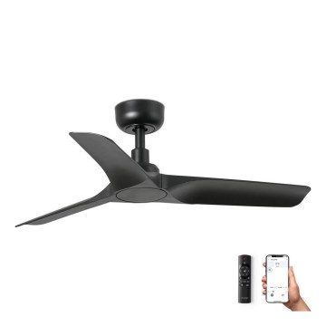 FARO 33825WP - Вентилатор за таван HEY S черен Ø 90 см SMART + дистанционно управление