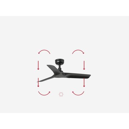 FARO 33825WP - Вентилатор за таван HEY S черен Ø 90 см SMART + дистанционно управление