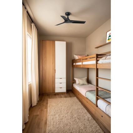 FARO 33825WT - Вентилатор за таван HEY S черен Ø 90 см Wi-Fi Tuya + дистанционно управление