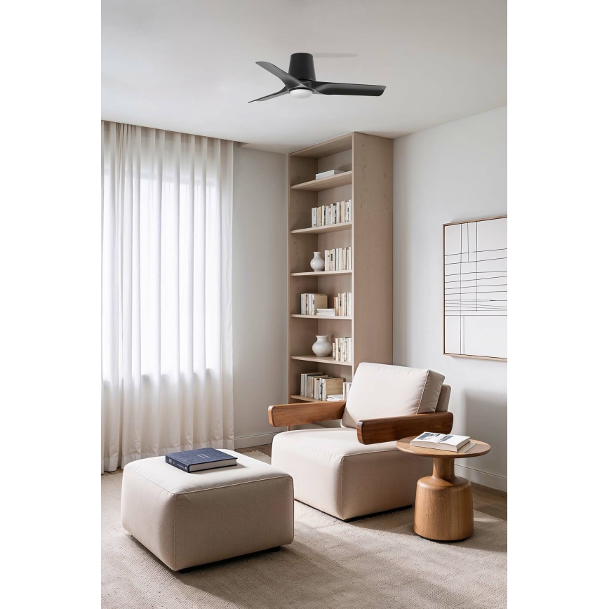 FARO 33827-1TW - LED Димируем таванен вентилатор HEY TUB S LED/10W/230V 2700/4000/6000K черен Ø 90 см + дистанционно управление