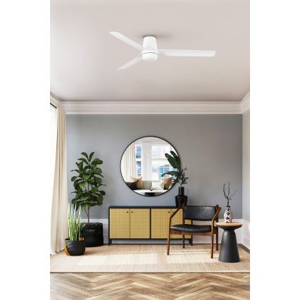 FARO 33828WT-1TW - LED Димируем таванен вентилатор PUNT TUB M LED/18W/230V 3000/4200/6500K бял Ø 132 см Wi-Fi Tuya + дистанционно управление