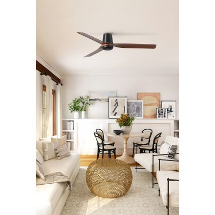 FARO 33831WT - Вентилатор за таван PUNT TUB M кафяв/черен Ø 132 см Wi-Fi Tuya + дистанционно управление